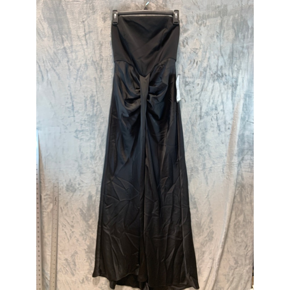 Betsy & Adam Womens Black Strapless Draped Bow Satin Crepe Gown A26567 Size 6
